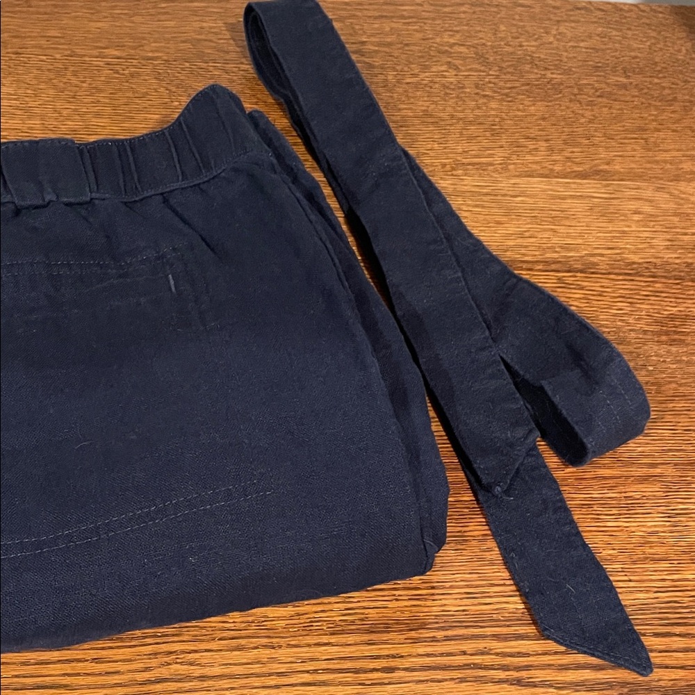 Women's Linen Navy Wide Leg Pants - Picture 5 of 5